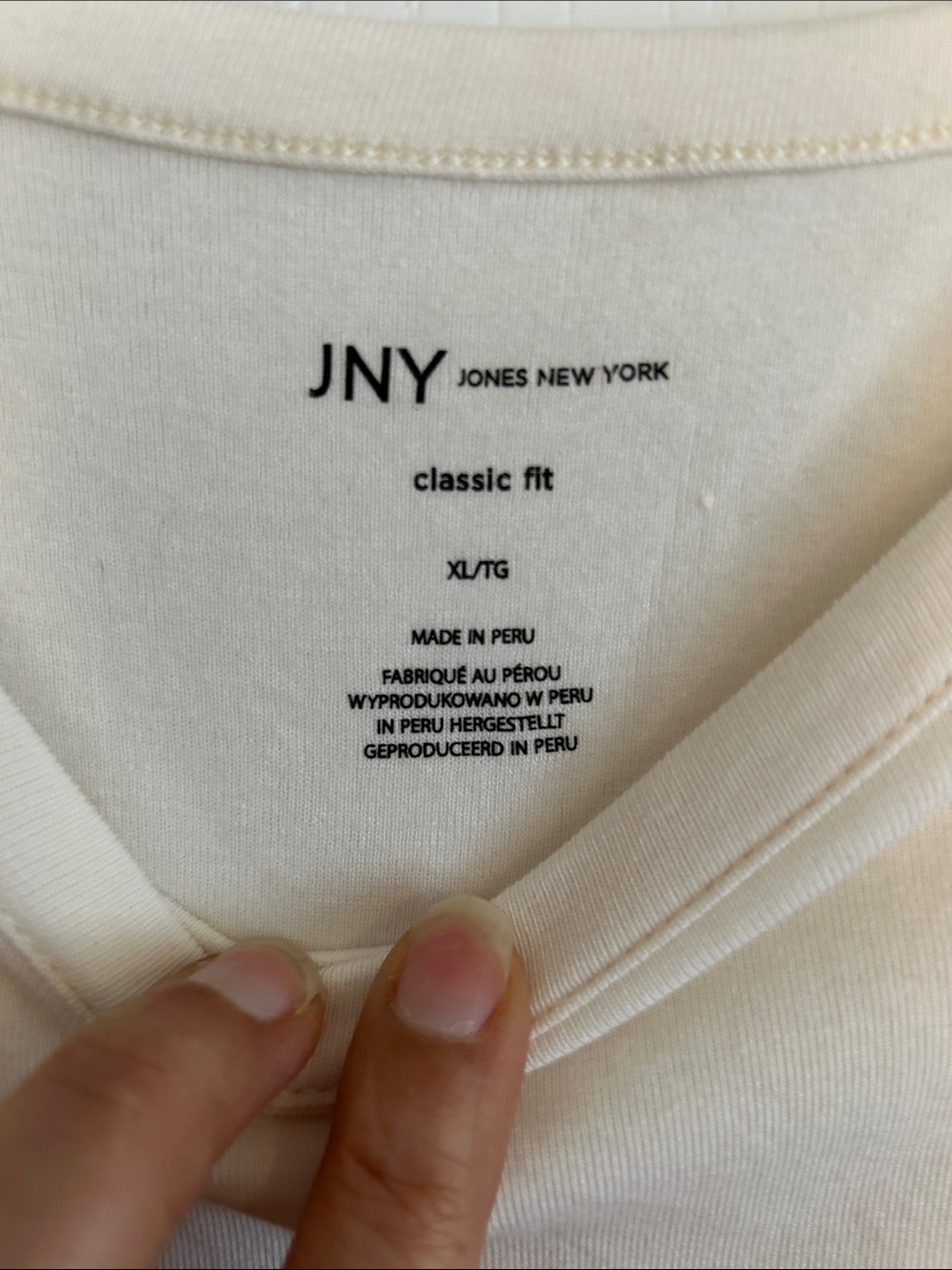 Jones New York Cream Classic Fit Crewneck Top - Picture 2 of 3